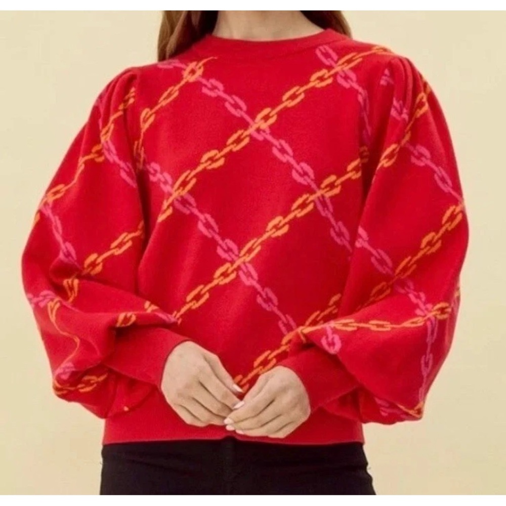 Red Chain Pattern Sweater